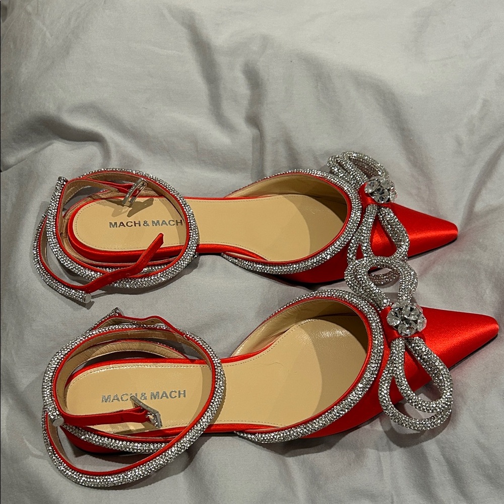 MACH & MACH Red Heels with Silver Embellishments